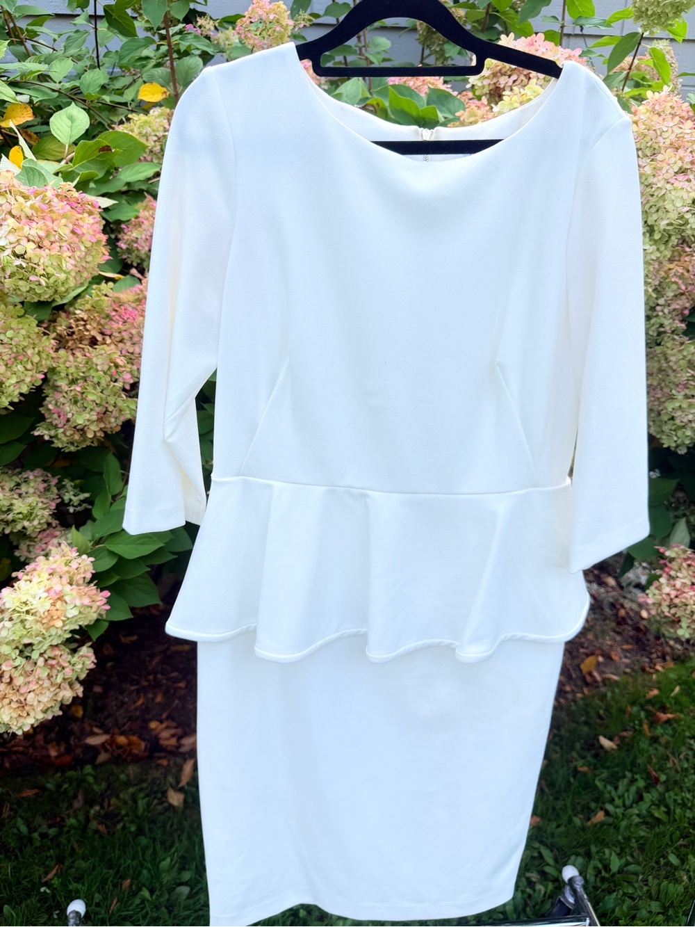 Calvin Klein White Peplum Sheath Midi Dress